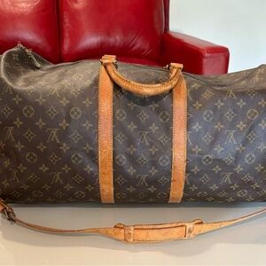 Louis Vuitton Keepall Bag Duffle 55 Brown Canvas